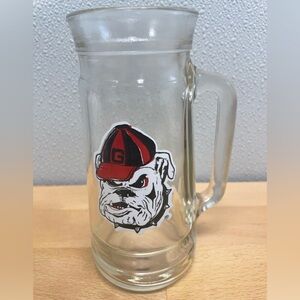 Vintage University of Georgia Bulldogs Glass Stein Beer Mug 7” Tall. UG.